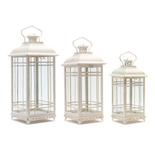 Load image into Gallery viewer, Traditional Ivory Metal Lanterns (Set of 3) – Elegant Home Décor