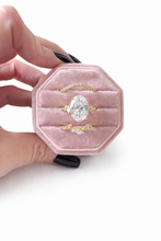 Load image into Gallery viewer, gold stackable ring trio with oval cubic zirconia