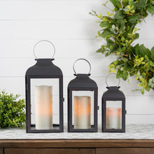 Load image into Gallery viewer, Modern Black Metal Lantern Set (3-Piece) – Elegant Indoor &82 Outdoor Decor