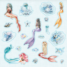 Load image into Gallery viewer, Set of mermaid-themed stickers on a white background