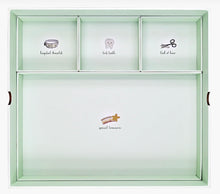 Load image into Gallery viewer, Light green memory box with compartments and illustrations on a white background