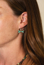 Load image into Gallery viewer, close up textured antique brass earrings