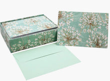 Load image into Gallery viewer, Floral note card with matching storage box, coordinating, self-sticking envelpe