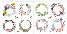 Load image into Gallery viewer, Floral wreath and bird stickers