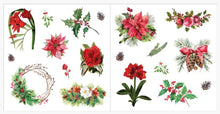 Load image into Gallery viewer, Christmas flowers, Poinsettias, holly, greens wreath stickers