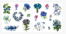 Load image into Gallery viewer, Blue flowers, flower wreath, flowers in vases stickers