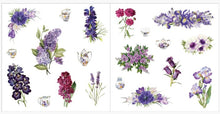 Load image into Gallery viewer, Purple flowers, teacups, tea pot stickers