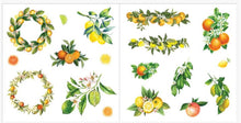 Load image into Gallery viewer, Lemons and oranges, leaves, wreaths stickers