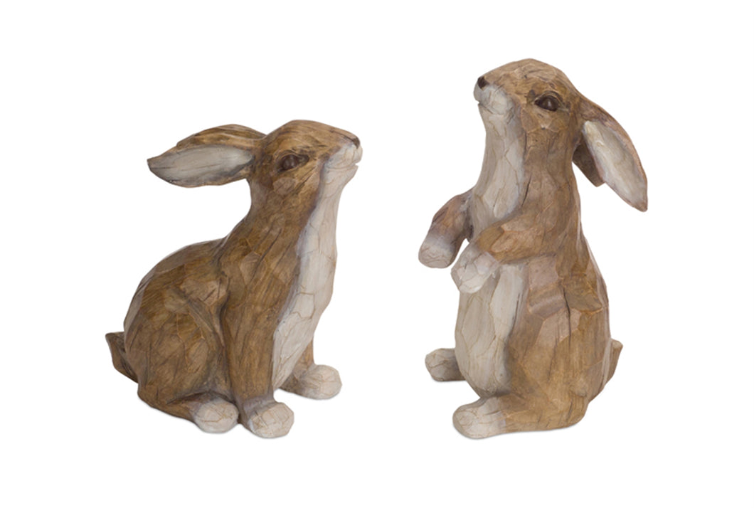 Carved Stone Garden Rabbit Figurine Set