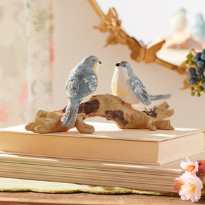 Natural Blue Birds on Branch Figurine