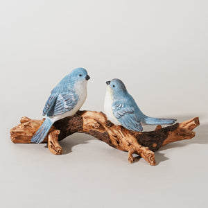 Natural Blue Birds on Branch Figurine