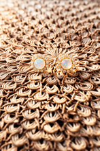 Load image into Gallery viewer, Aurora Opal Halo Stud Earrings – Gold Plated Opal &amp; Cubic Zirconia Halo Studs | Gift Jewelry for Her
