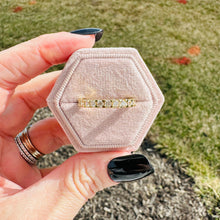 Load image into Gallery viewer, stackable gold wedding band close up
