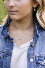 Load image into Gallery viewer, dainty turquoise necklace layered with gold jewelry
