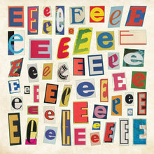 Load image into Gallery viewer, Collage of colorful letters 'E'stickers  on a beige background
