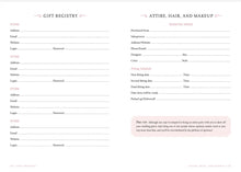 Load image into Gallery viewer, Gift registry form for attire, hair, and makeup with columns for details.
