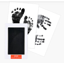 Load image into Gallery viewer, Handmade ink impression kit with black ink pad and prints on white paper
