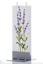 Load image into Gallery viewer, Lavender sprigs flat candle with steel stand
