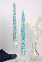 Load image into Gallery viewer, William Morris Blue Marigold taper candles set of 2
