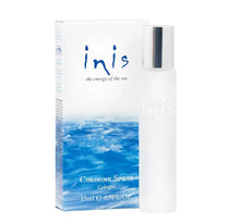 Load image into Gallery viewer, Inis travel cologne spray packaging with blue wave design on a white background
