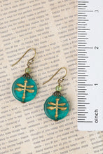 Load image into Gallery viewer, Rustic Creek Dragonfly Czech Glass Earrings – Antique Brass Handmade Artisan Jewelry, Lightweight Nature-Inspired Earrings Made in USA
