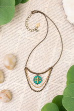 Load image into Gallery viewer, rustic creek czech glass necklace antique brass finish
