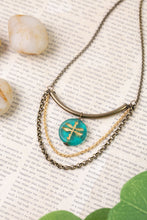 Load image into Gallery viewer, close up czech glass pendant antique brass chain
