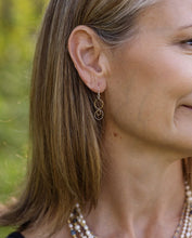 Load image into Gallery viewer, mixed metal hammered hoop earrings sterling silver and gold filled
