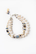 Load image into Gallery viewer, Multi strand gemstone bracelet with freshwater pearls, kyanite, and iolite
