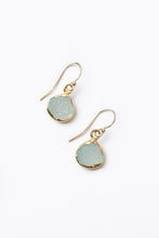 Load image into Gallery viewer, chalcedony druzy drop earrings with gold filled ear wires, simple elegant gift earrings
