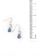 Load image into Gallery viewer, long elegant gemstone earrings with blue kyanite briolette
