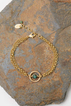 Load image into Gallery viewer, Adjustable turquoise bracelet with symbolic circle design
