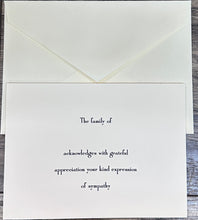 Load image into Gallery viewer, Set of Crane sympathy acknowledgment cards with matching envelopes
