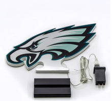 Load image into Gallery viewer, Philadelphia Eagles LED Infinity Logo Light and wood stand
