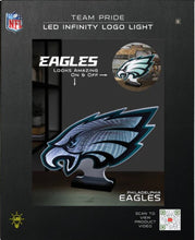 Load image into Gallery viewer, Philadelphia Eagles LED Infinity Logo Light packaging with NFL logo.
