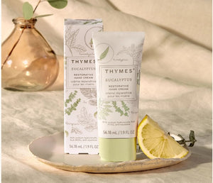 Lifestyle image of Eucalyptus Restorative Hand Cream in bathroom