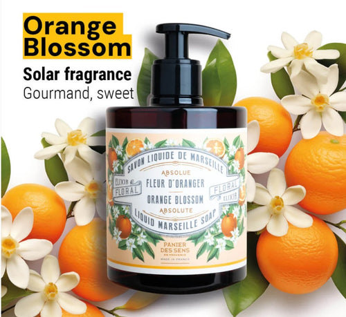 Orange blossom liquid soap in eco-friendly 100% recycled plastic bottle