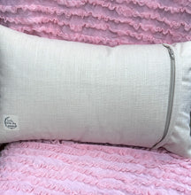 Load image into Gallery viewer, Reverse side of pillow showing the zipper
