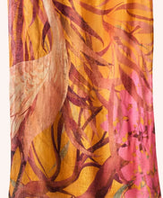 Load image into Gallery viewer, oriental-crane-linen-cotton-scarf-ochre-front.jpg
