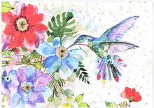 Load image into Gallery viewer, Elegant hummingbird garden note cards 
