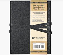 Load image into Gallery viewer, Black Leather Wrap Journal | Vegan Leather Lined Notebook with Tie Closure (192 Pages)
