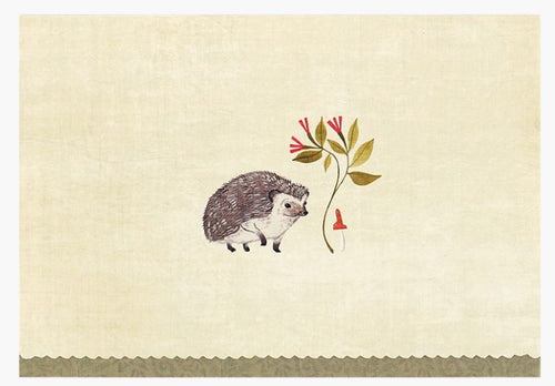 Boxed set of 14 hedgehog-themed note cards and 15 matching envelopes with floral design