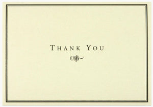 Black and Cream Thank You Note Cards with embossed lettering