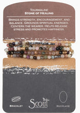 Load image into Gallery viewer, Stone Wrap Tourmaline jewelry displayed on meaning card
