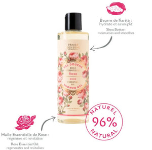 Natural Rose Shower Gel with Shea Oil – Moisturizing, SLS-Free, 96% Natural, Made in France