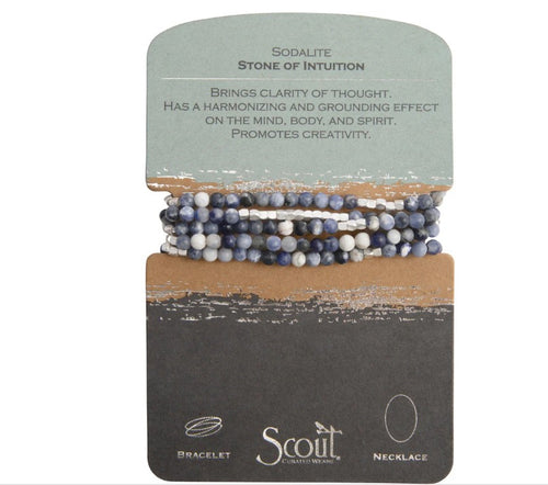 Stone Wrap Sodalite Silver bracelet and necklace convertible