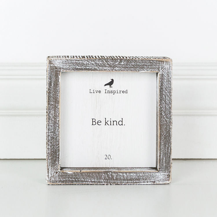 Live Inspired, Be Kind, Framed Sign