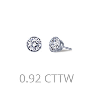 Bezel set, round stud earrings