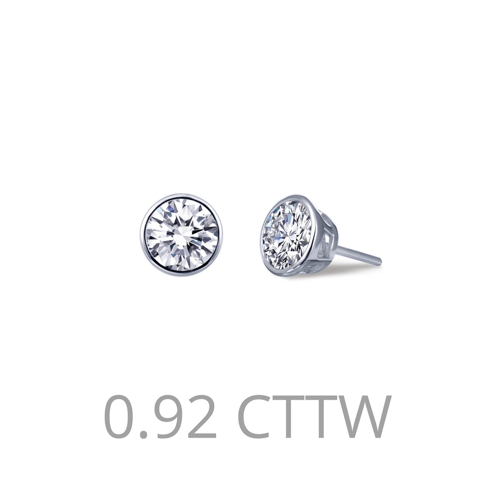 Bezel set, round stud earrings