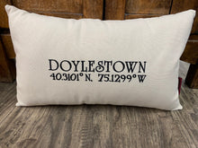 Load image into Gallery viewer, City + Latitude/Longitude Pillow - Made to order
